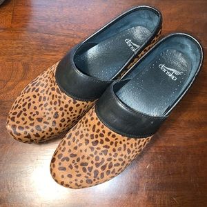Dansko Cheetah Print Calf Hair Clogs
